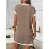 image:imageCHARTOU Summer T Shirt Dress for Women Color Block Casual Short Sleeve Tunic Short SundressKhaki