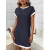 image:imageCHARTOU Summer T Shirt Dress for Women Color Block Casual Short Sleeve Tunic Short SundressNavy