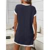 image:imageCHARTOU Summer T Shirt Dress for Women Color Block Casual Short Sleeve Tunic Short SundressNavy