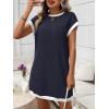 image:imageCHARTOU Summer T Shirt Dress for Women Color Block Casual Short Sleeve Tunic Short SundressNavy