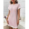 image:imageCHARTOU Summer T Shirt Dress for Women Color Block Casual Short Sleeve Tunic Short SundressPink