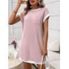 image:imageCHARTOU Summer T Shirt Dress for Women Color Block Casual Short Sleeve Tunic Short SundressPink