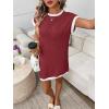 image:imageCHARTOU Summer T Shirt Dress for Women Color Block Casual Short Sleeve Tunic Short SundressWine