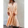 image:imageCHARTOU Women Casual Cotton Linen Shirt Dress Summer Oversized Tunic 34 Sleeve Flare Tiered Maxi DressApricot
