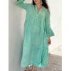 image:imageCHARTOU Women Casual Cotton Linen Shirt Dress Summer Oversized Tunic 34 Sleeve Flare Tiered Maxi DressMint