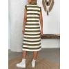 image:imageCHARTOU Women Casual Polo V Neck Tshirt Dress Striped Cap Sleeve Midi Dresses Summer Loose TunicsArmy