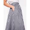 image:imageCHARTOU Women Casual Stripe Skirt Back Elastic Waist Long Flowy A Line Skirt with PocketsBlack