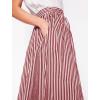 image:imageCHARTOU Women Casual Stripe Skirt Back Elastic Waist Long Flowy A Line Skirt with PocketsRed