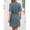image:imageCHARTOU Women Casual Waffle Polo Tshirt Dress Summer Loose Drawstring Waist Short Dress with PocketsBlue