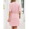 image:imageCHARTOU Women Casual Waffle Polo Tshirt Dress Summer Loose Drawstring Waist Short Dress with PocketsPink
