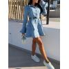 image:imageCHARTOU Women Chic Bell Sleeve Denim Dress Slim Button Down Flare Mini Jean Shirt Dress with BeltBlue