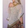image:imageCHARTOU Women Chunky Cable Knit Sweater Vest Color Contrast Hollow Out Half Sleeve Pullover Tank TopsApricot