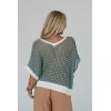 image:imageCHARTOU Women Chunky Cable Knit Sweater Vest Color Contrast Hollow Out Half Sleeve Pullover Tank TopsLight Blue
