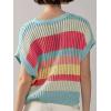 image:imageCHARTOU Women Color Block Striped Tank Top Crewneck Cap Short Sleeve Knitted Pullover SweaterMuticolor
