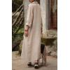 image:imageCHARTOU Women Cotton Linen Button Up Shirt Dress Flowy Long Sleeve Maxi Dress Modest Beach Cover Ups Kaftan SundressApricot