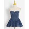 image:imageCHARTOU Women Denim Tube Tops Y2k Bustier Corset Jean Shirt Ruffled Strapless Mini Denim Dress Street WearBlue
