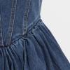 image:imageCHARTOU Women Denim Tube Tops Y2k Bustier Corset Jean Shirt Ruffled Strapless Mini Denim Dress Street WearBlue