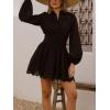 image:imageCHARTOU Women Eyelet Lace Shirt Dress Long Puff Sleeve Summer Smocked Elegant Party Mini DressBlack