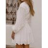 image:imageCHARTOU Women Eyelet Lace Shirt Dress Long Puff Sleeve Summer Smocked Elegant Party Mini DressWhite