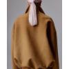 image:imageCHARTOU Women Fall Crop Wool Jacket Zip Up Bomber Coats Ruched Hem Winter OutwearCamel