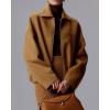 image:imageCHARTOU Women Fall Crop Wool Jacket Zip Up Bomber Coats Ruched Hem Winter OutwearCamel