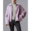 image:imageCHARTOU Women Fall Crop Wool Jacket Zip Up Bomber Coats Ruched Hem Winter OutwearPurple