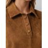 image:imageCHARTOU Women Faux Suede Mini Dress Sleeveless Buttons Lapel Patchwork Fall Winter Shirt DressCaramel
