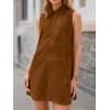 image:imageCHARTOU Women Faux Suede Mini Dress Sleeveless Buttons Lapel Patchwork Fall Winter Shirt DressCoffee
