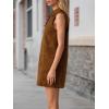 image:imageCHARTOU Women Faux Suede Mini Dress Sleeveless Buttons Lapel Patchwork Fall Winter Shirt DressCoffee