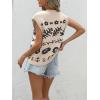 image:imageCHARTOU Women Floral Boho Sweater Vest Summer Top Deep V Neck Sleeveless Button Down Cardigan Tank TopBeige