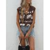 image:imageCHARTOU Women Floral Boho Sweater Vest Summer Top Deep V Neck Sleeveless Button Down Cardigan Tank TopBrown