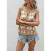 image:imageCHARTOU Women Floral Boho Sweater Vest Summer Top Deep V Neck Sleeveless Button Down Cardigan Tank TopKhaki
