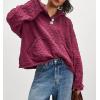 image:imageCHARTOU Women Lightweight Hoodies Knitted Sweatshirt Oversized Fall Fashion Pullover Sweater TopsWine