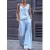 image:imageCHARTOU Women Lightweight Jean Tank Top Denim Pants Sets 2 Piece Outfits Wide Leg Baggy Jeans with PocketsBlue