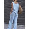 image:imageCHARTOU Women Lightweight Jean Tank Top Denim Pants Sets 2 Piece Outfits Wide Leg Baggy Jeans with PocketsBlue