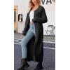 image:imageCHARTOU Women Long Cardigan Lapel Collar Open Front Cardigan Sweater Maxi Knit Duster JacketBlack