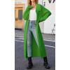 image:imageCHARTOU Women Long Cardigan Lapel Collar Open Front Cardigan Sweater Maxi Knit Duster JacketGreen