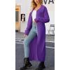 image:imageCHARTOU Women Long Cardigan Lapel Collar Open Front Cardigan Sweater Maxi Knit Duster JacketPurple