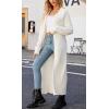 image:imageCHARTOU Women Long Cardigan Lapel Collar Open Front Cardigan Sweater Maxi Knit Duster JacketWhite