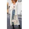 image:imageCHARTOU Women Long Cardigan Lapel Collar Open Front Cardigan Sweater Maxi Knit Duster JacketWhite