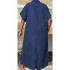 image:imageCHARTOU Women Loose Denim Maxi Dress Short Sleeve Zip Up Long Jean Dress Denim T Shirt Blouse Shift Dress Jumper 2024Dark Blue