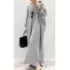 image:imageCHARTOU Women Loose Striped Shirt Dress Long Sleeve Flowy Shift Dress Button Up Cotton Maxi Dress Kimono Beach Cover UpsBlack