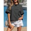image:imageCHARTOU Women Striped Color Block Summer Top Casual Loose Crewneck Short Sleeve Tunic PulloverBlack