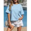 image:imageCHARTOU Women Striped Color Block Summer Top Casual Loose Crewneck Short Sleeve Tunic PulloverBlue