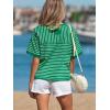 image:imageCHARTOU Women Striped Color Block Summer Top Casual Loose Crewneck Short Sleeve Tunic PulloverGreen