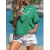 image:imageCHARTOU Women Striped Color Block Summer Top Casual Loose Crewneck Short Sleeve Tunic PulloverGreen