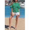 image:imageCHARTOU Women Striped Color Block Summer Top Casual Loose Crewneck Short Sleeve Tunic PulloverGreen