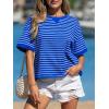 image:imageCHARTOU Women Striped Color Block Summer Top Casual Loose Crewneck Short Sleeve Tunic PulloverNavy
