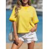 image:imageCHARTOU Women Striped Color Block Summer Top Casual Loose Crewneck Short Sleeve Tunic PulloverYellow