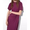 image:imageCHARTOU Women Summer Maxi Tshirt Dress Crew Neck Cinched Waist Loose Beach Vacation Shirt Dress with PocketsPurple